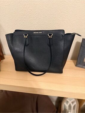 Michael Kors Black Saffiano Tote with Gold Hardware